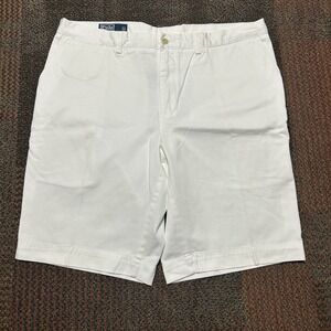 Polo Ralph Lauren Mens 38 White Stretch Cotton Twill Chino Shorts Blue Pony Prep
